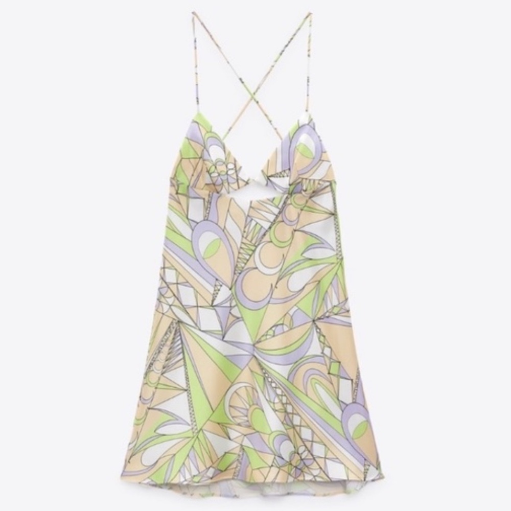 Zara 70s Disco Satin Mini Cutout Dress